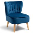 Costway Contemporary Rubber Wood & Tufted Velvet Armless Leisure Chair in Blue
