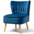 Costway Contemporary Rubber Wood & Tufted Velvet Armless Leisure Chair in Blue