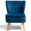Costway Contemporary Rubber Wood & Tufted Velvet Armless Leisure Chair in Blue
