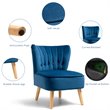 Costway Contemporary Rubber Wood & Tufted Velvet Armless Leisure Chair in Blue