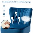 Costway Contemporary Rubber Wood & Tufted Velvet Armless Leisure Chair in Blue