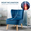 Costway Contemporary Rubber Wood & Tufted Velvet Armless Leisure Chair in Blue