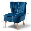 Costway Contemporary Rubber Wood & Tufted Velvet Armless Leisure Chair in Blue