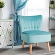 Costway Contemporary Rubber Wood & Tufted Velvet Armless Leisure Chair in Green