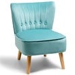 Costway Contemporary Rubber Wood & Tufted Velvet Armless Leisure Chair in Green