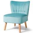 Costway Contemporary Rubber Wood & Tufted Velvet Armless Leisure Chair in Green
