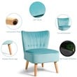 Costway Contemporary Rubber Wood & Tufted Velvet Armless Leisure Chair in Green