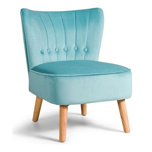 Costway Contemporary Rubber Wood & Tufted Velvet Armless Leisure Chair in Green