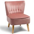 Costway Contemporary Rubber Wood & Tufted Velvet Armless Leisure Chair in Pink