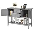 Costway MDF and Pine Wood Sideboard with Drawers & Storage Cabinets in Gray