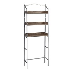 Costway 3-tier Engineered Wood and Iron Bathroom Spacesaver in Silver