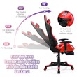 Costway Contemporary PU and Iron Massage Gaming Chair with Footrest in Red