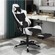 Costway Contemporary PU and Iron Massage Gaming Chair with Footrest in White