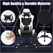 Costway Contemporary PU and Iron Massage Gaming Chair with Footrest in White