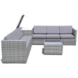Costway 8-piece Polyester and Rattan Patio Sofa Set with Storage in Gray
