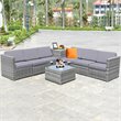 Costway 8-piece Polyester and Rattan Patio Sofa Set with Storage in Gray