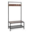 Costway Contemporary Iron and MDF Hall Tree with 5 Hooks in Coffee