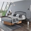 Costway Contemporary Iron Queen Size Slat Platform Headboard Footboard in Black
