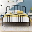 Costway Contemporary Iron Queen Size Slat Platform Headboard Footboard in Black