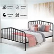 Costway Contemporary Iron Queen Size Slat Platform Headboard Footboard in Black
