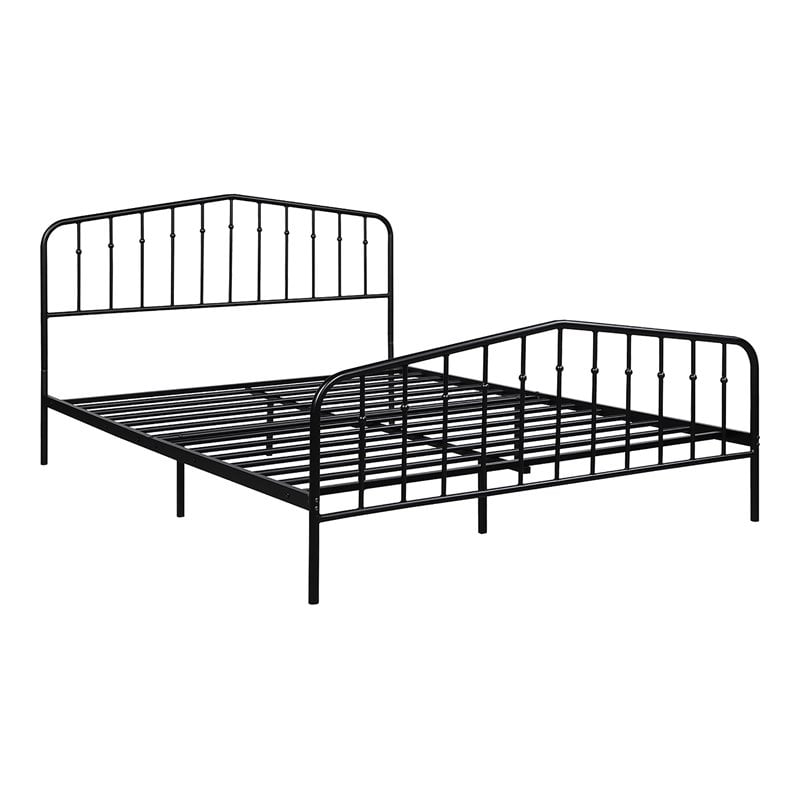 Costway Contemporary Iron Queen Size Slat Platform Headboard Footboard in Black