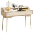 Costway Contemporary Wood Computer Desk with Hutch and Drawer in Natural