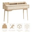 Costway Contemporary Wood Computer Desk with Hutch and Drawer in Natural