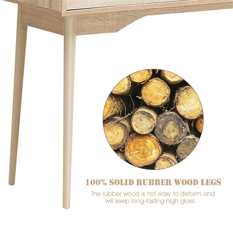 Costway Contemporary Wood Computer Desk with Hutch and Drawer in Natural