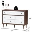 Costway 6-drawer Contemporary MDF Wood Chest Dresser in White and Walnut