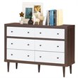 Costway 6-drawer Contemporary MDF Wood Chest Dresser in White and Walnut