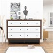 Costway 6-drawer Contemporary MDF Wood Chest Dresser in White and Walnut