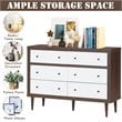 Costway 6-drawer Contemporary MDF Wood Chest Dresser in White and Walnut
