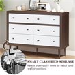 Costway 6-drawer Contemporary MDF Wood Chest Dresser in White and Walnut