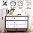 Costway 6-drawer Contemporary MDF Wood Chest Dresser in White and Walnut