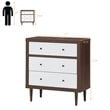 Costway 3-drawer Contemporary MDF Wood Chest Dresser in White and Walnut