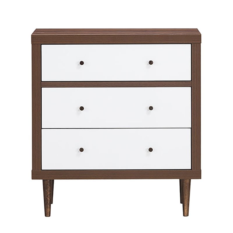 Costway 3-drawer Contemporary MDF Wood Chest Dresser in White and Walnut
