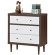 Costway 3-drawer Contemporary MDF Wood Chest Dresser in White and Walnut