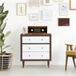 Costway 3-drawer Contemporary MDF Wood Chest Dresser in White and Walnut