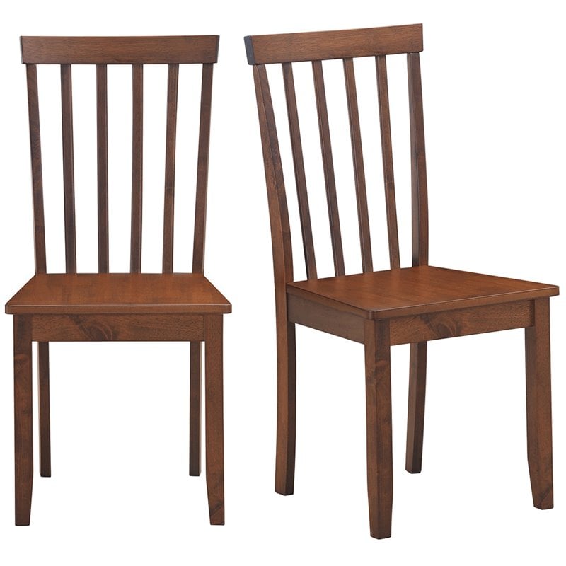 Costway Contemporary Rubber Wood and MDF Dining Chair in Walnut (Set of 2)
