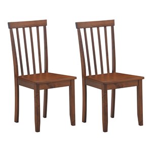 Costway Contemporary Rubber Wood and MDF Dining Chair in Walnut (Set of 2)