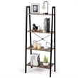 Costway 4-Tier Contemporary Wood and Metal Ladder Bookcase in Natural and Black