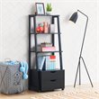 Costway 4-Tier Contemporary MDF Ladder Bookcase with 2 Drawers in Black