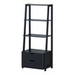 Costway 4-Tier Contemporary MDF Ladder Bookcase with 2 Drawers in Black
