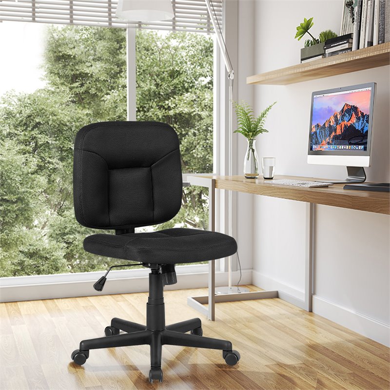 Costway Contemporary Sponge and Mesh Computer Chair with Low Back in Black