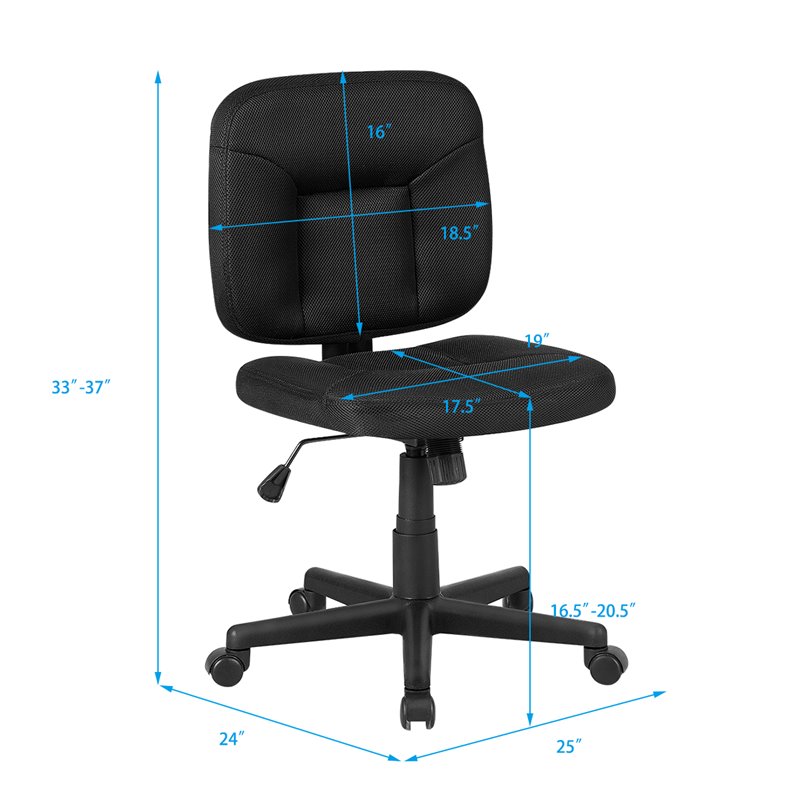 Costway Contemporary Sponge and Mesh Computer Chair with Low Back in Black