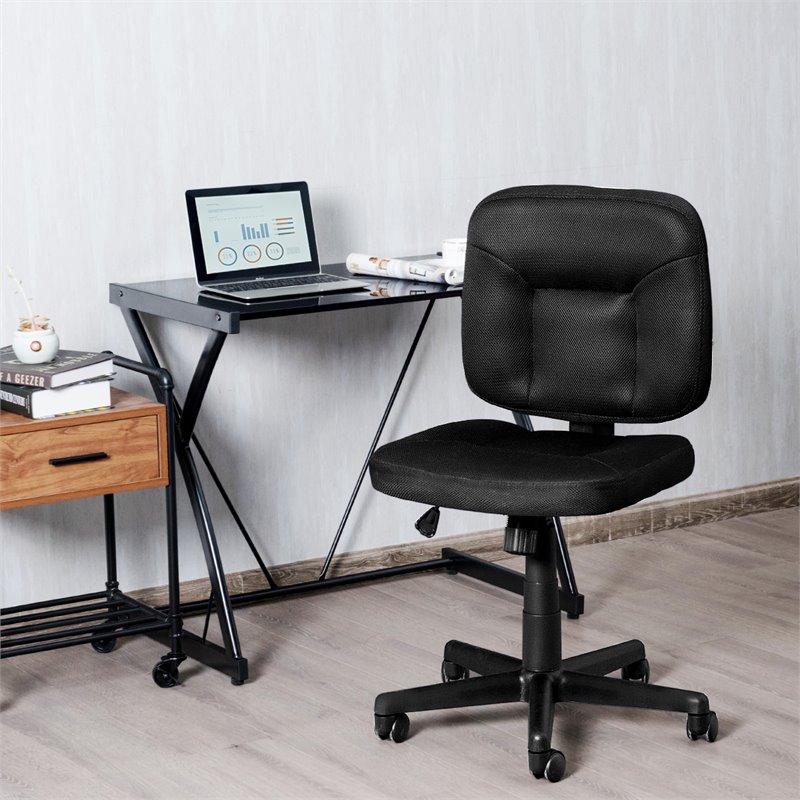 Costway Contemporary Sponge and Mesh Computer Chair with Low Back in Black