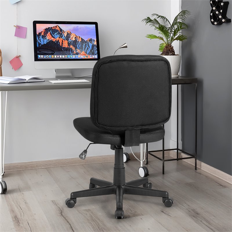 Costway Contemporary Sponge and Mesh Computer Chair with Low Back in Black