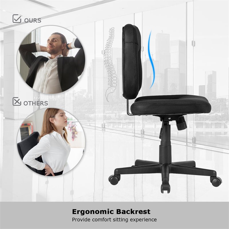 Costway Contemporary Sponge and Mesh Computer Chair with Low Back in Black