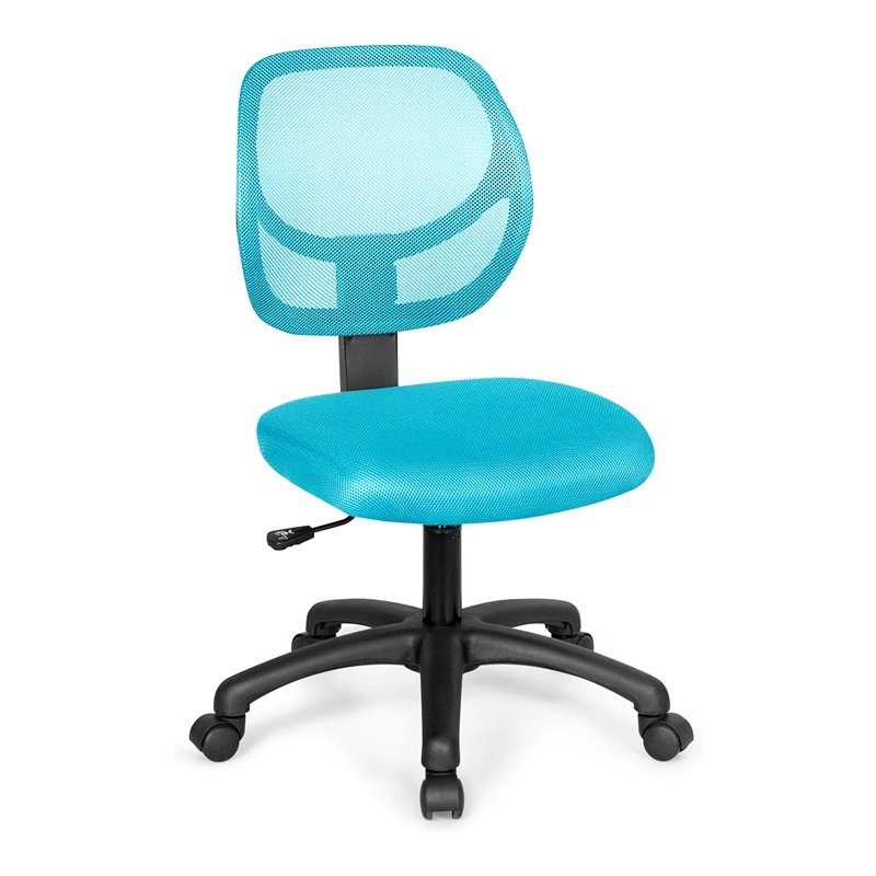 Costway Sponge Adjustable Height Low-Back Armless Computer Desk Chair in Blue