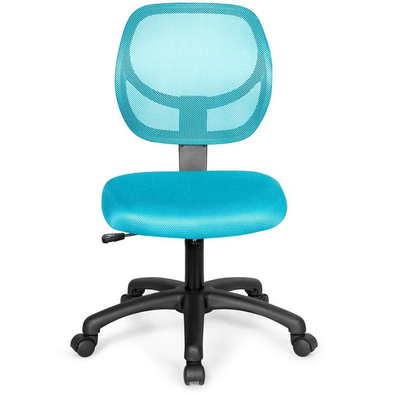 Costway Sponge Adjustable Height Low-Back Armless Computer Desk Chair in Blue